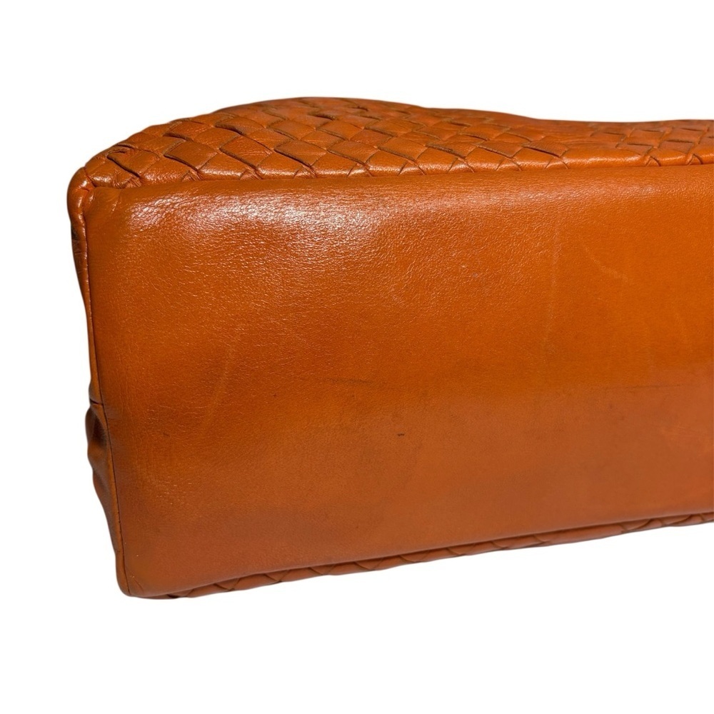 Bottega Veneta Intrecciato Woven Leather Tote Orange Italy - Picture 9 of 16